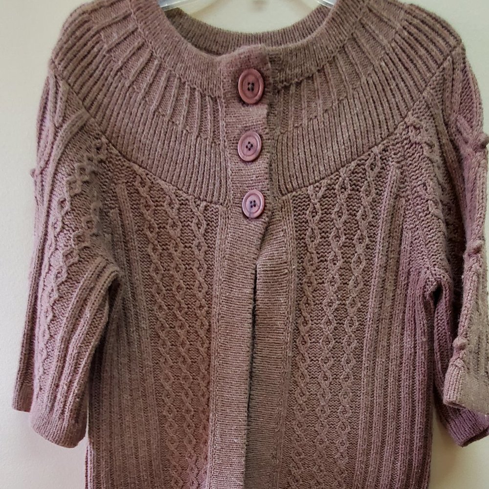 Heavy Knit Cotton Three Button Shrug
